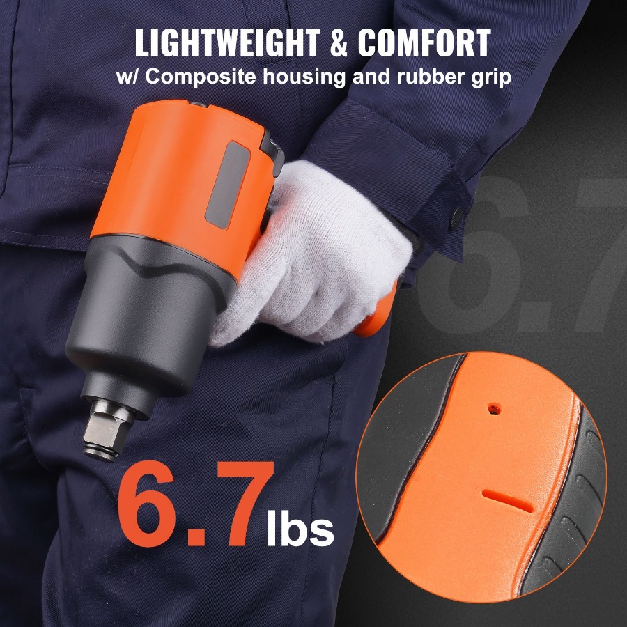 Pneumatic Impact Wrench - 3/4インチドライブエアインパクトレンチ複合空気圧工具、最大1870フィートポンドのナット破断トルク、赤色、自動車修理および重作業用