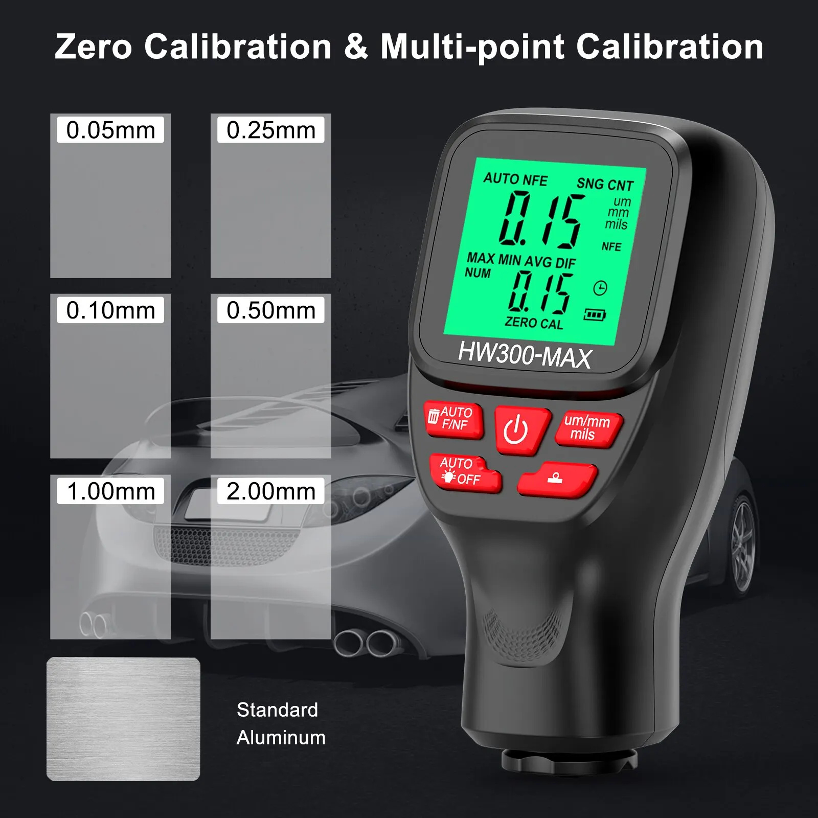 Paint Thickness Gauge - 1セット HW300-MAX コーティング高精度膜厚計 大範囲膜厚検出塗膜計