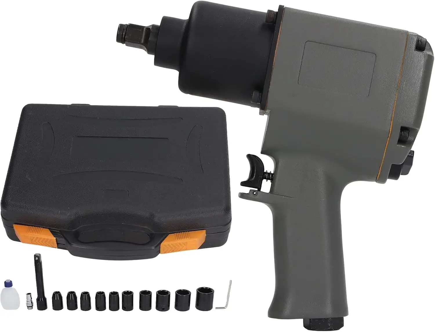 Pneumatic Impact Wrench - 1/2インチエアインパクトレンチ、ヘビーデューティー850Nm高トルク空気圧インパクトレンチ、7500RPM高速回転、自動車用10個のソケット付き