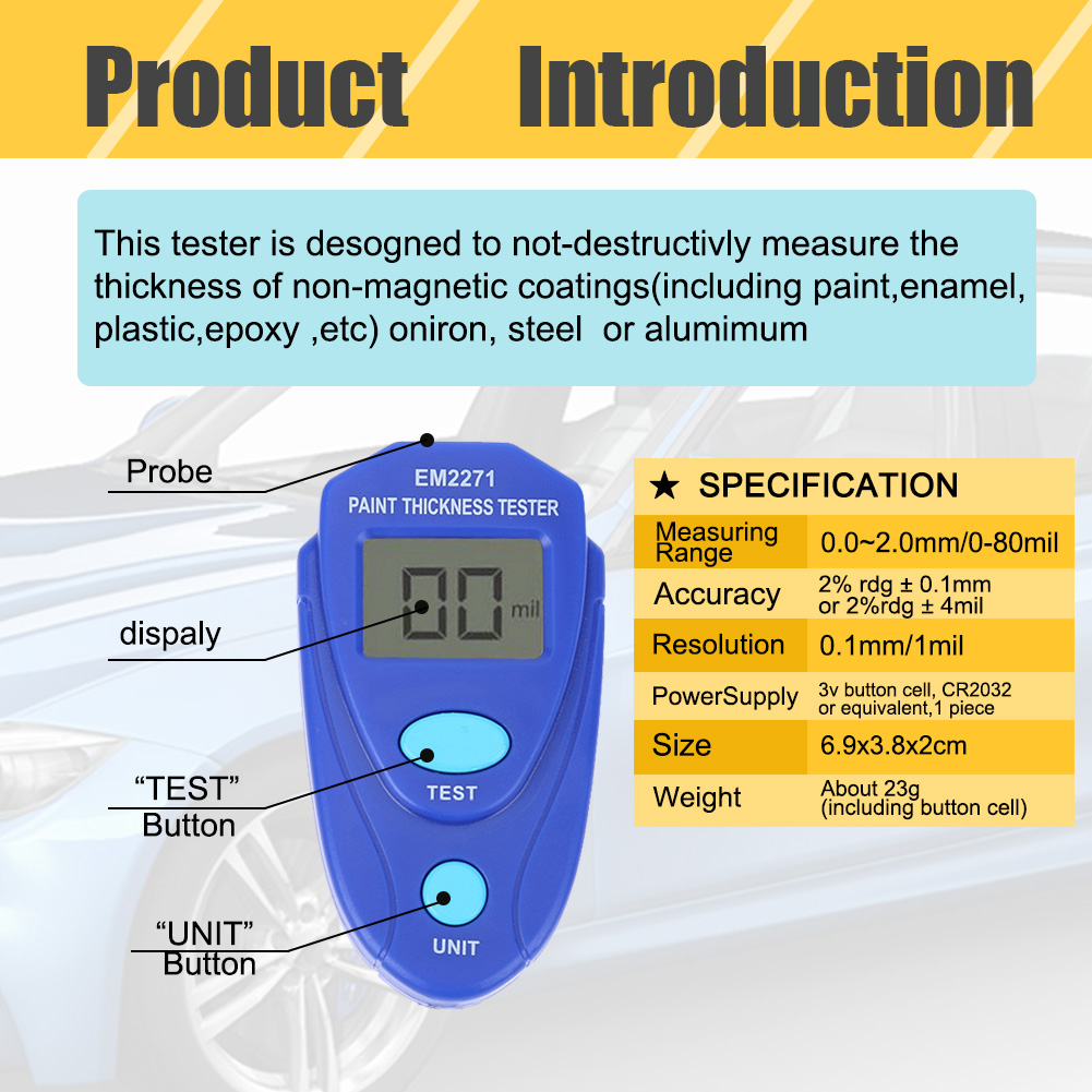 ペイント GM200/EM2271 コーティング厚さ計亜鉛メ - Paint Thickness Gauge のレビューと価格