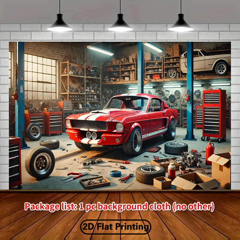 クラシックカーガレージワークショップ背景ヴィンテージ自動車修 - Auto Repair Shop Background のレビューと価格