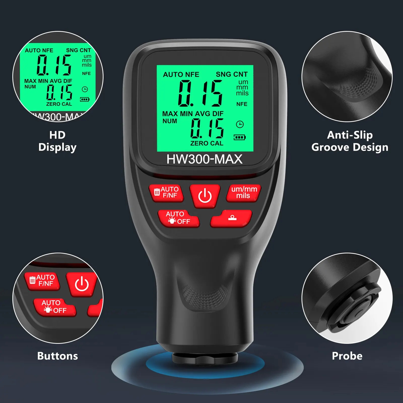 1セット HW300-MAX コーティング高精度膜厚計 大範 - Paint Thickness Gauge のレビューと価格