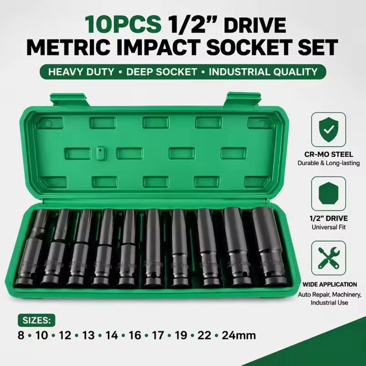 10個入り 1/2インチドライブ メトリックディープインパク - Pneumatic Impact Wrench のレビューと価格